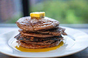 Stack of blue masa pancakes