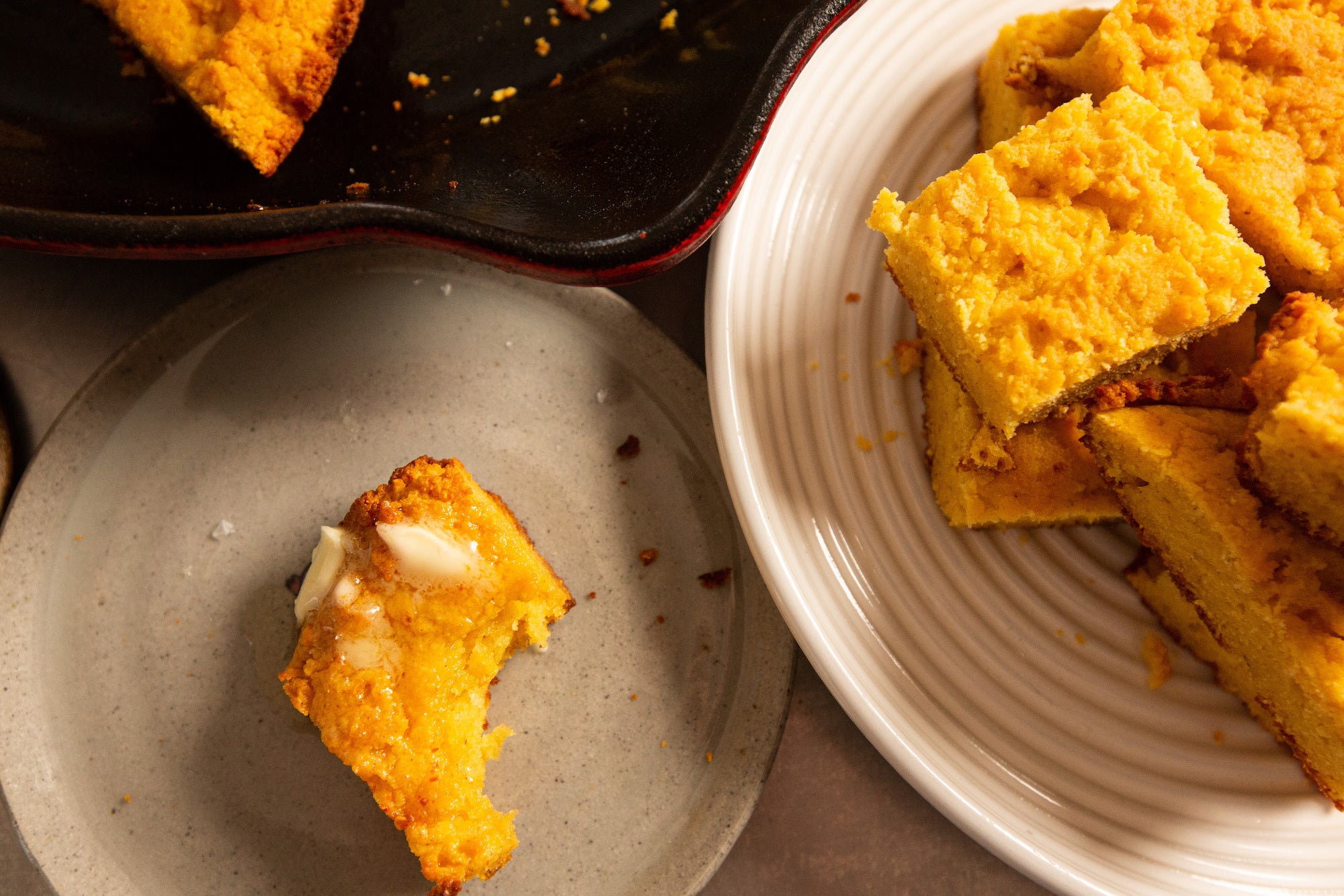 Slice of rich and tender cornbread