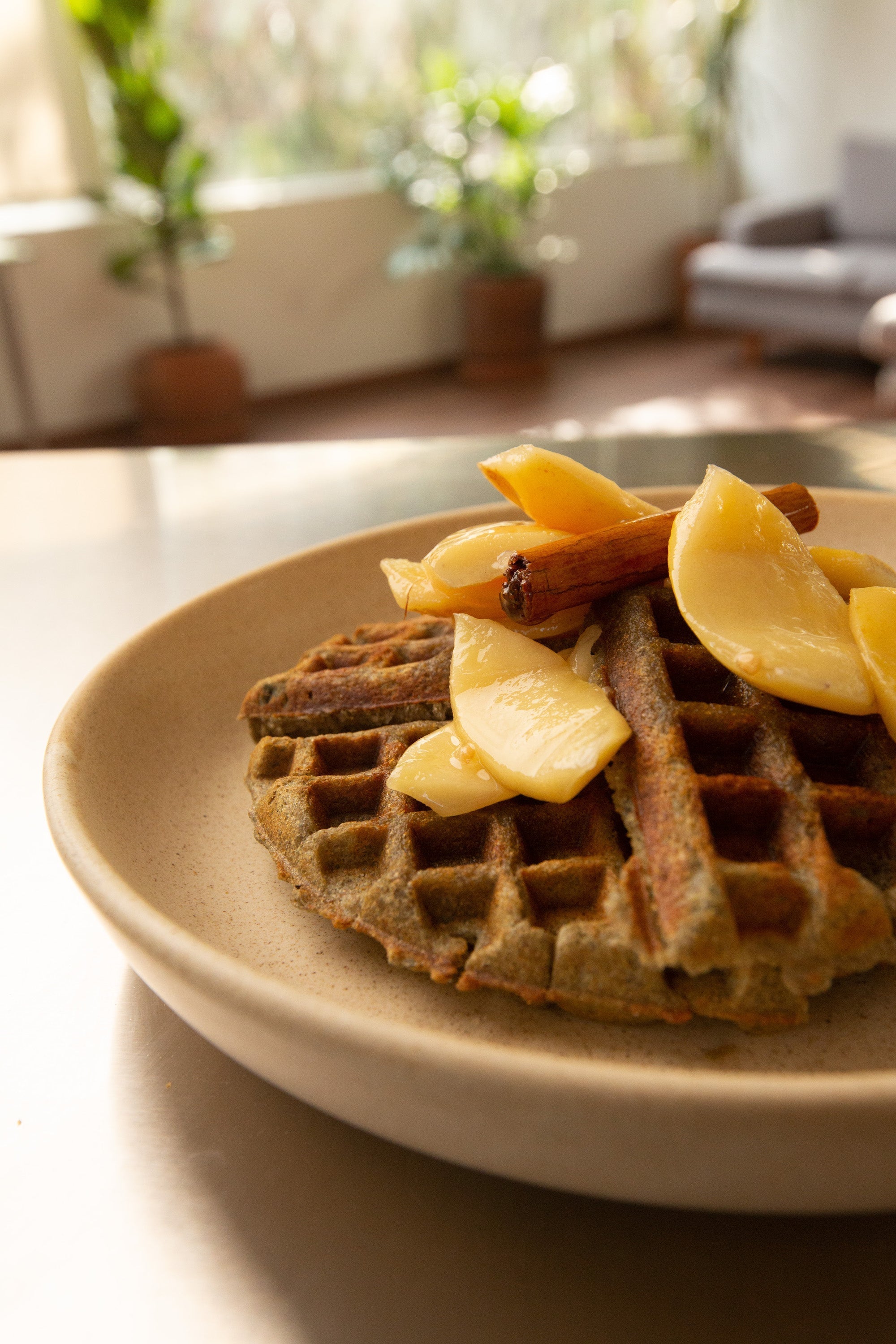 A plate of Masienda Blue Masa Harina waffles