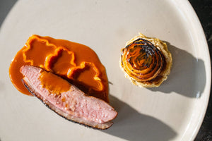 Sopes with Pato a la Naranja and Grilled Onions