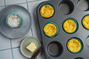 Pan de Elote in a Muffin Baking Pan