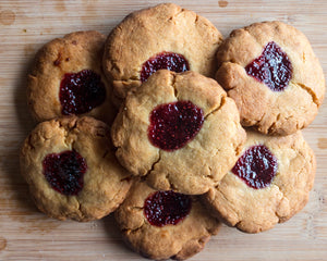 Corn thumbprint cookies with jam