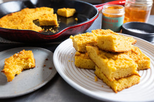 Slices of rich and tender cornbread