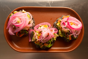 Fish sopes with Masienda Heirloom Blue Corn Masa Harina