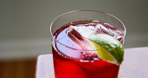 Agua de Jamaica, or hibiscus iced tea