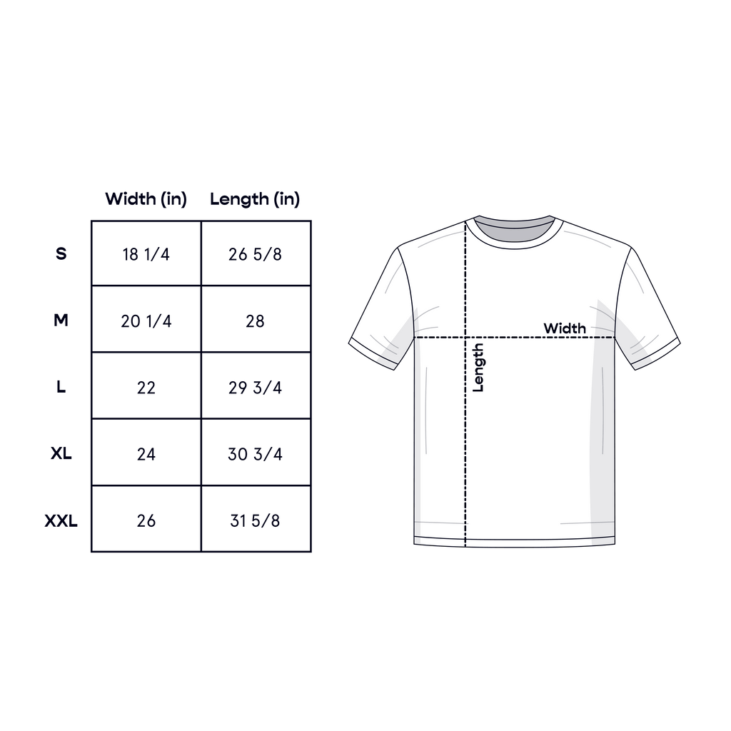 Tabla de tallas - Camiseta Comfort Colors